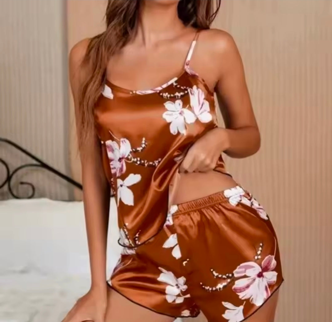Floral Satin Cami PJ Set