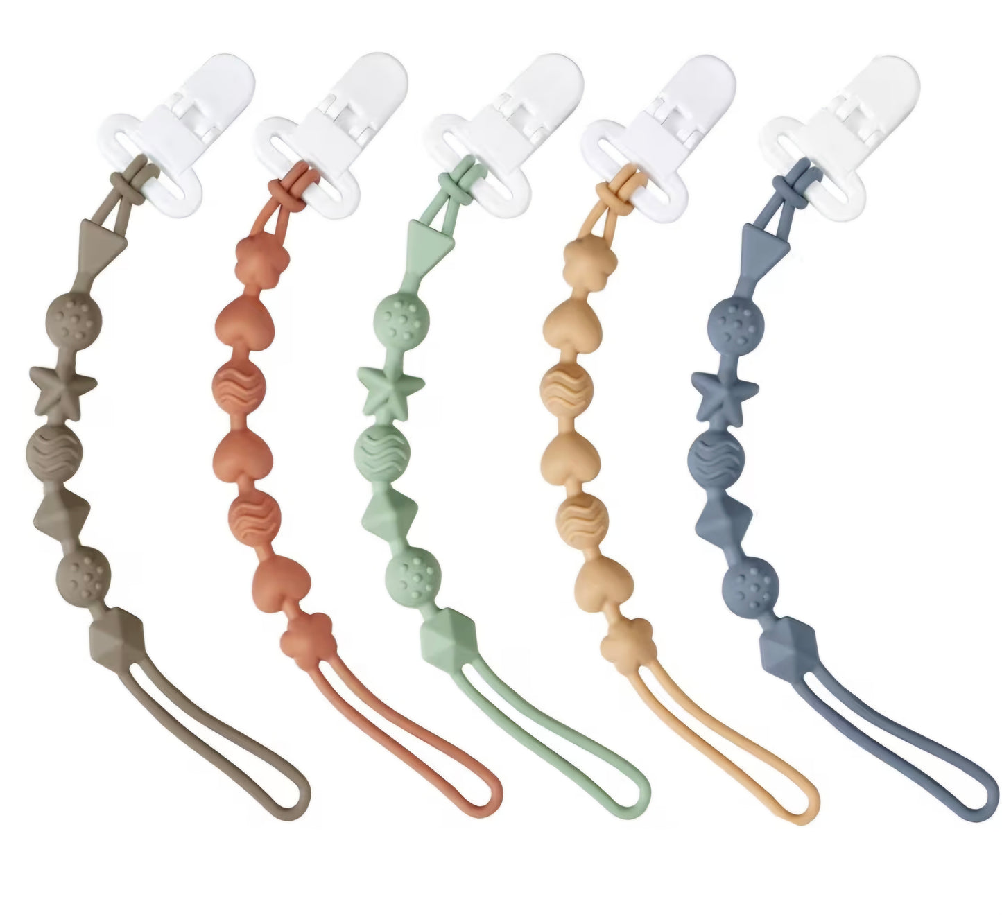 5 Pack Silicone Pacifier Clips