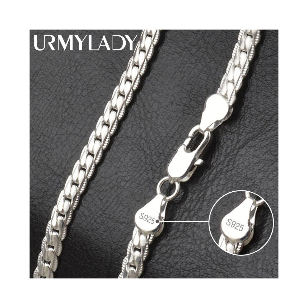 S925 Sterling Silver 6mm Full Sideways Necklace