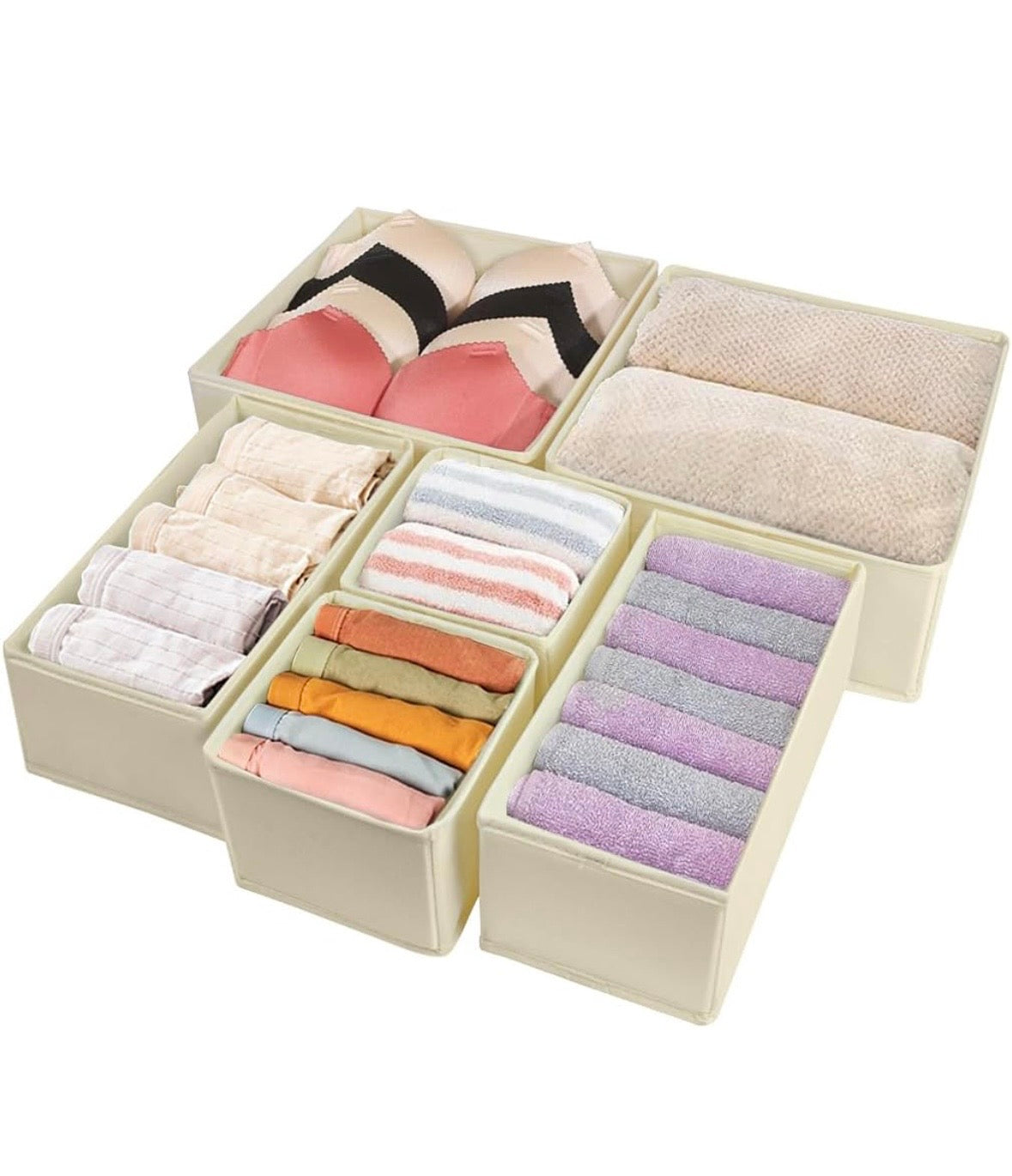 6 Pack Foldable Fabric Drawer Organizers