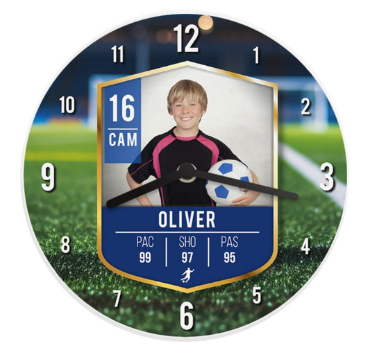 Personalised Football Photo Upload Childrens Clock