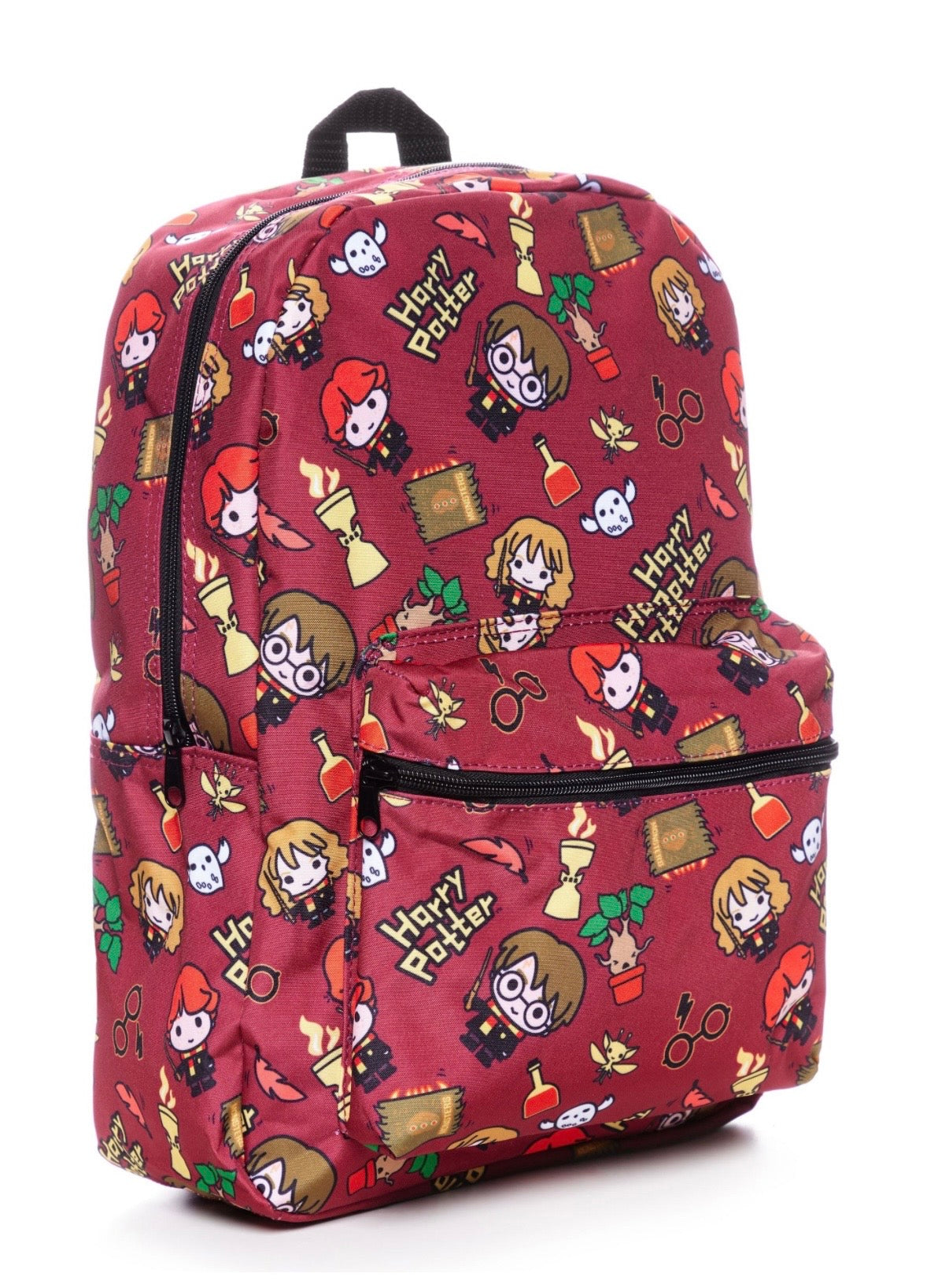 HP Chibi Character Style Print Backpack Burgundy