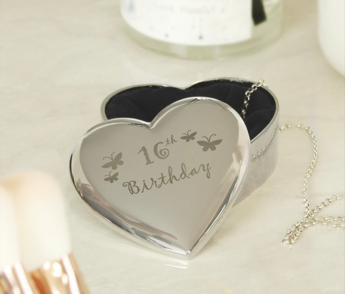 16th Butterflies Heart Trinket Box