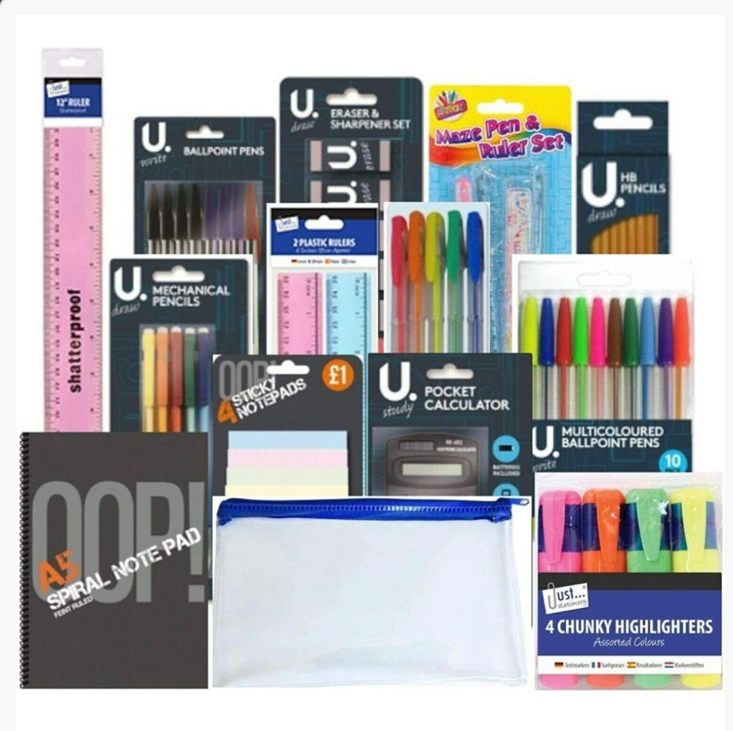 64 Pcs Stationery Set And Maths Set Pens