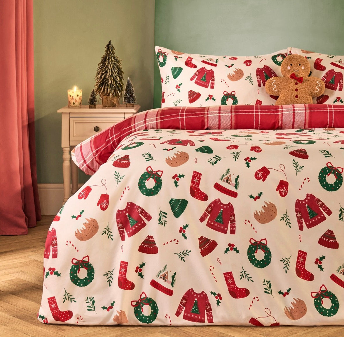 Christmas Novelty Duvet Set - Cream