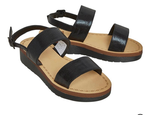 Girls Metallic Sandals Black