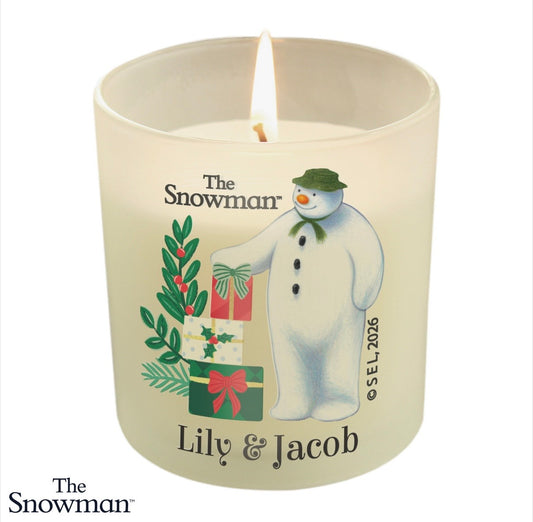 Personalised The Snowman Christmas Wishes Frosted Candle Jar
