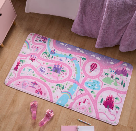Kids Supersoft Fairyland Printed Rug - Pink