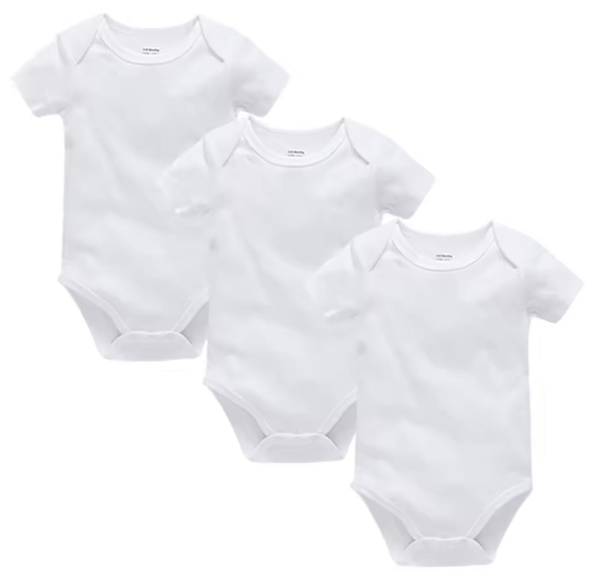 3 Pieces Set Baby Clothes Solid White Baby Bodysuits