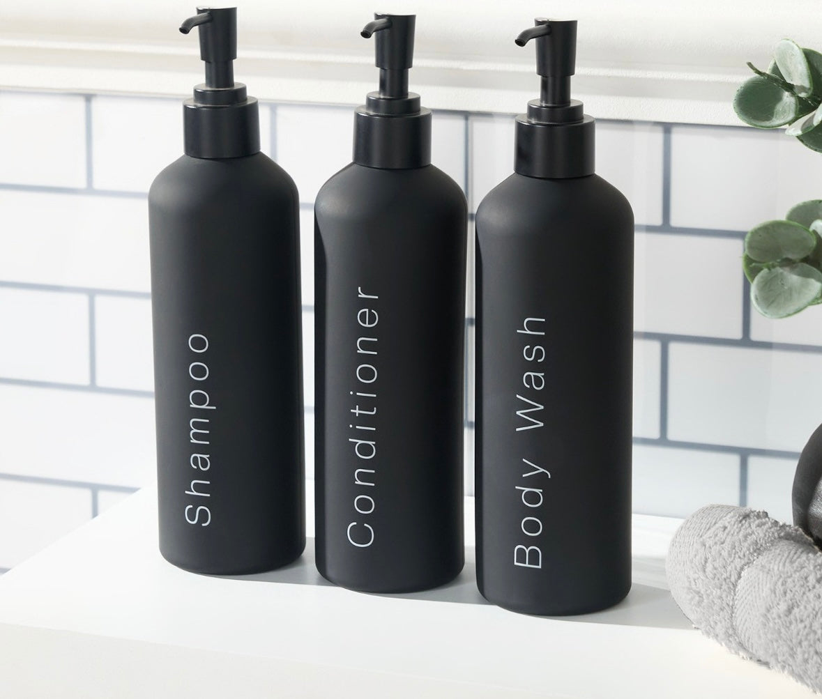 Dispenser Bottles, Black - 3 Pack