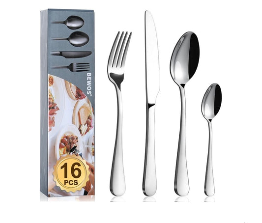 Cutlery Set, BEWOS 16 Piece Stainless Steel Flatware Set
