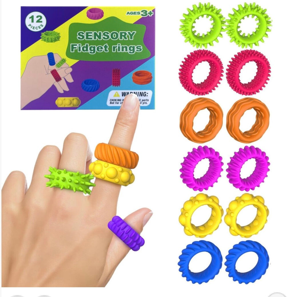 Fidget Toys for Kids,Sensory Toys for Autism,12 Pcs Finger Rings