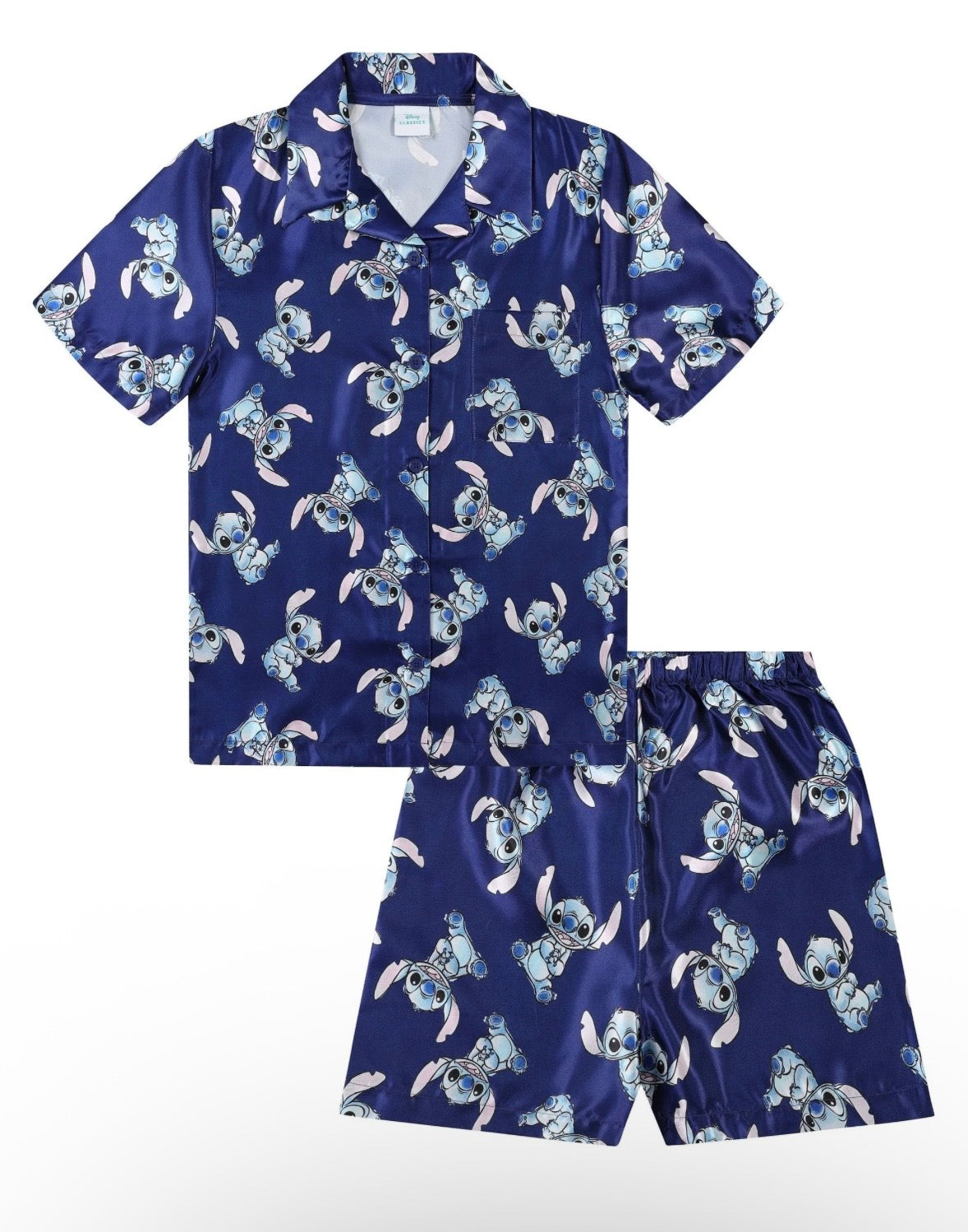 Lilo Pyjamas Navy Satin Short PJs