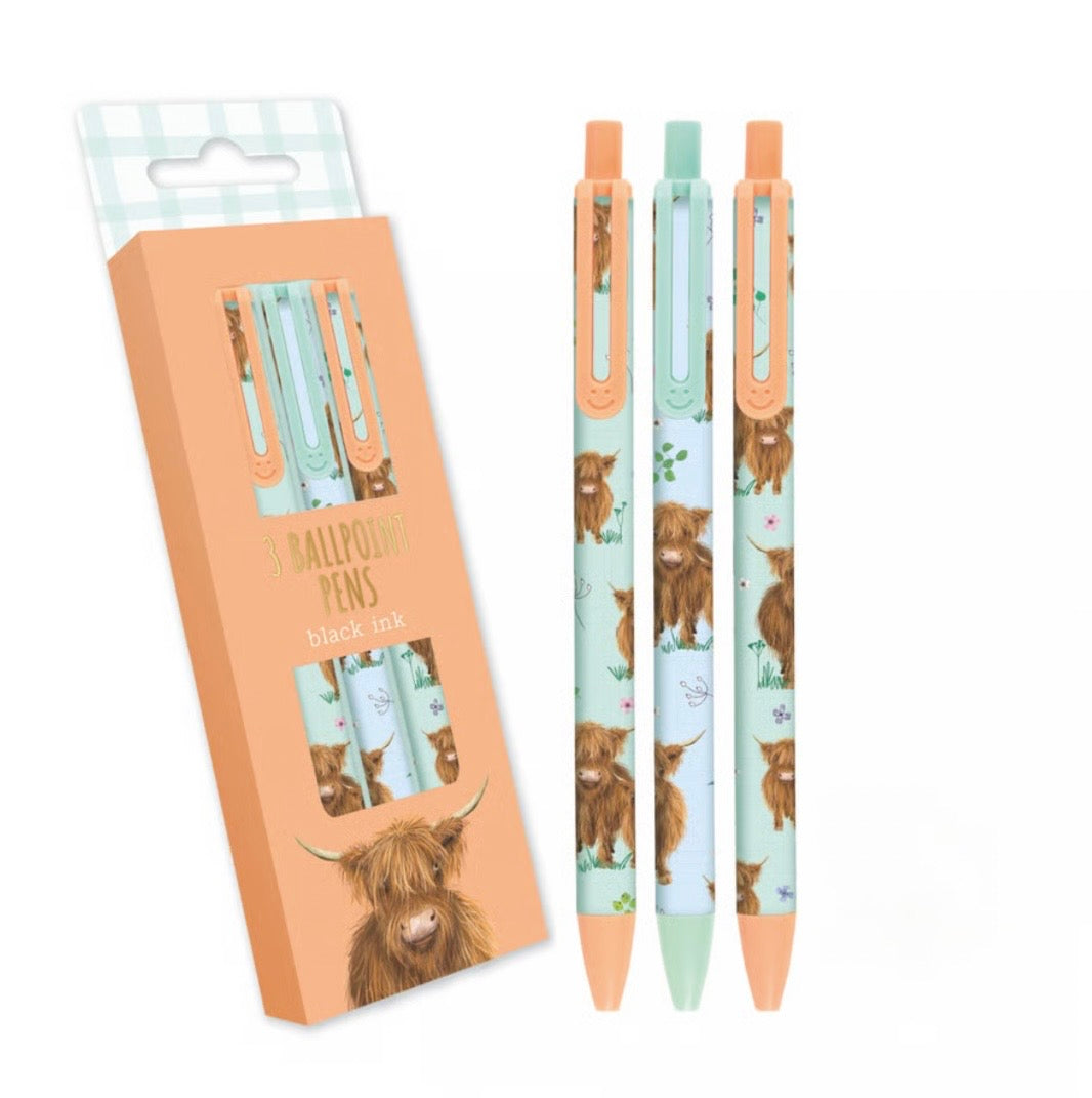 Highland Cow Pens 3 Pack