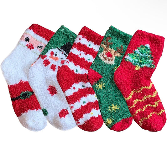 5 Pairs Fuzzy Bed Socks