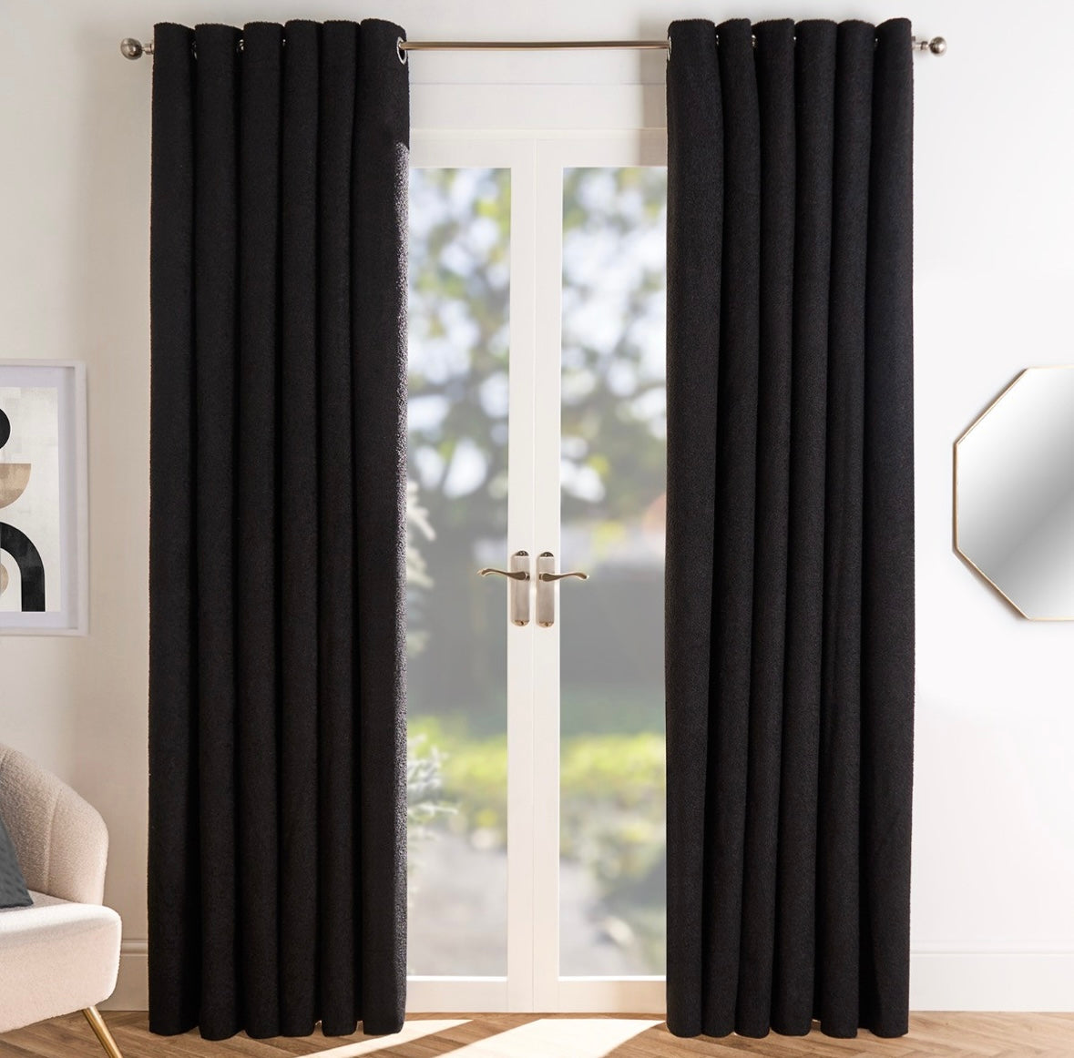 Boucle Eyelet Curtains - Black