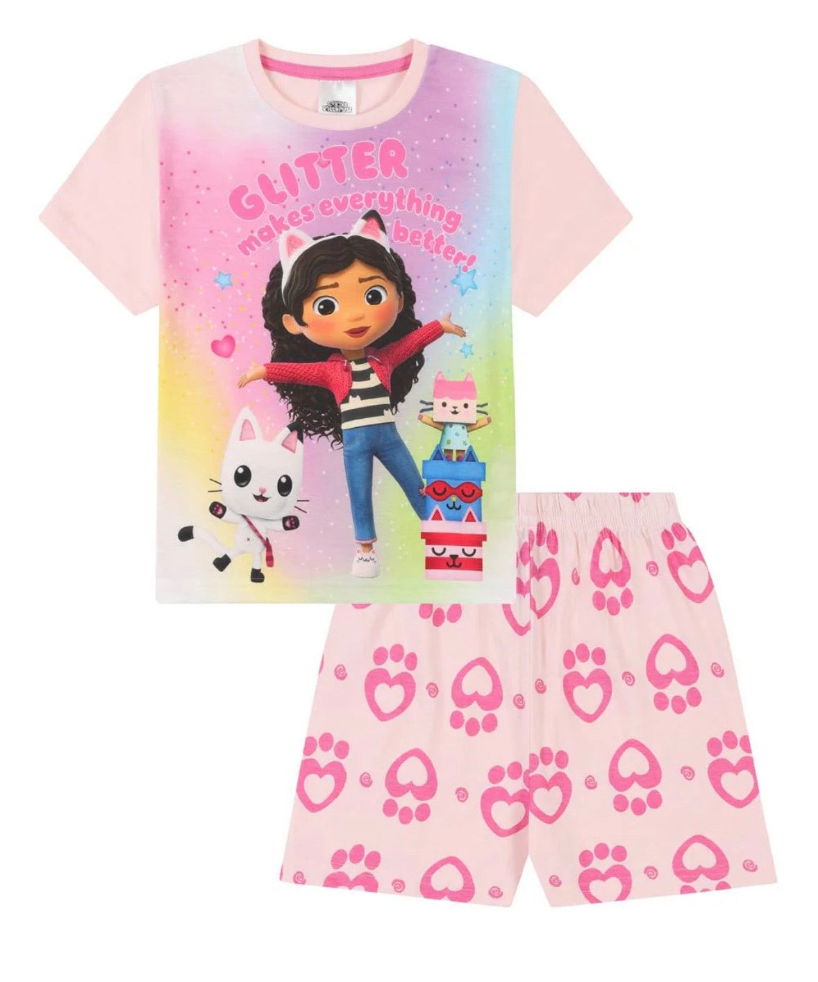 Girls Gabby Glitter Makes Everything Better' Pyjamas Pink Short PJs