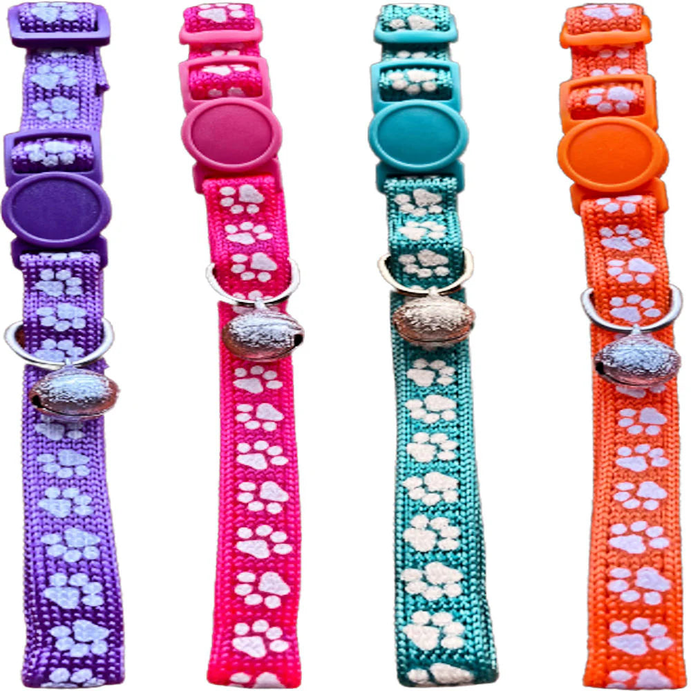 Paw Print Cat Collar 4 Pack