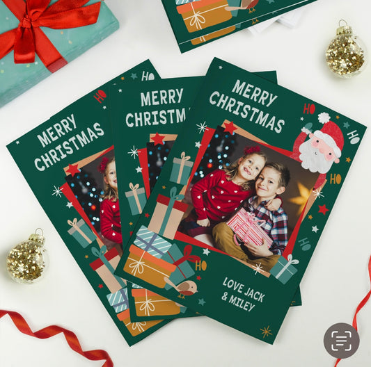 Personalised Photo Upload Pack of 10 Santa Christmas Cards