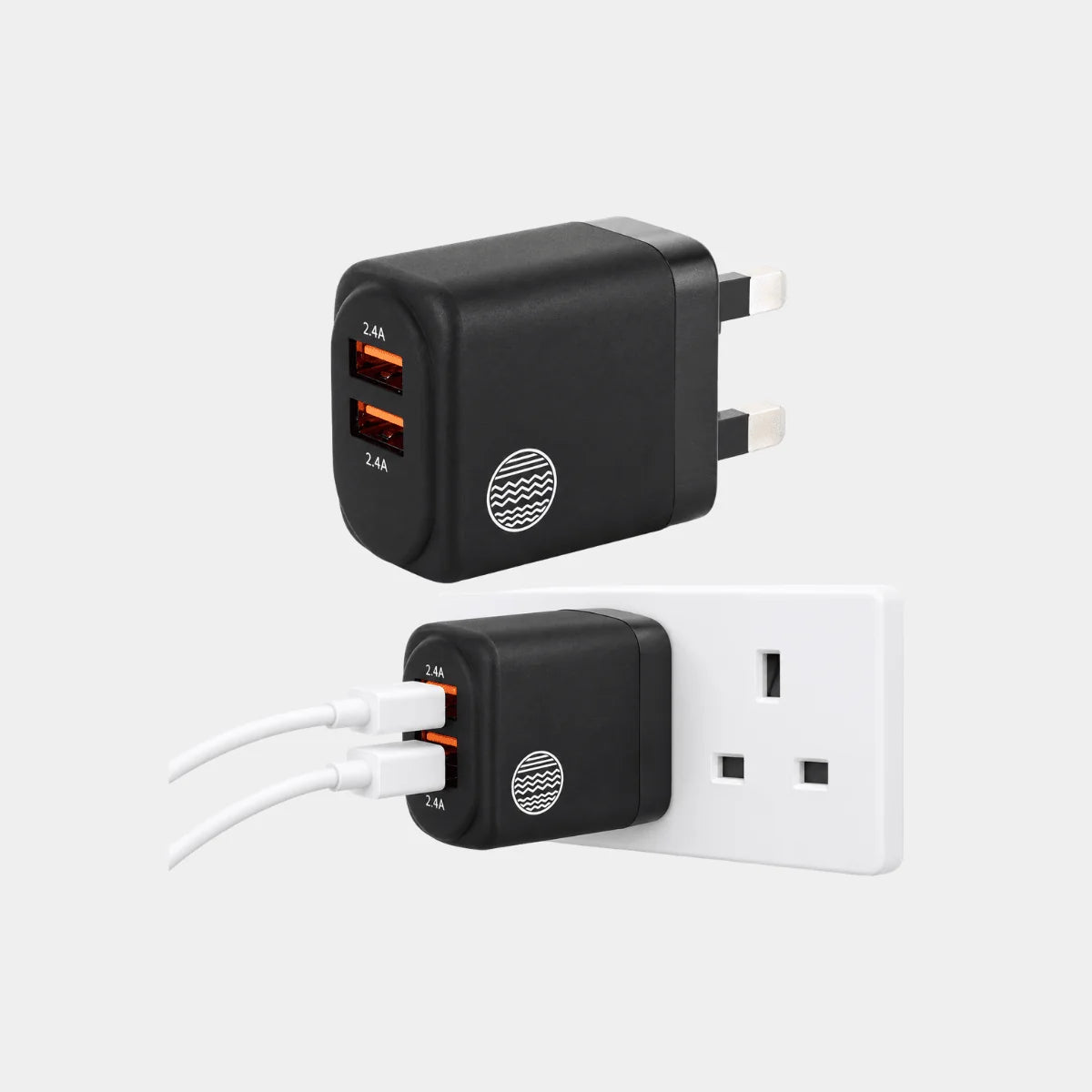 Our Pure Planet 24W Dual USB-A Wall Charger UK port