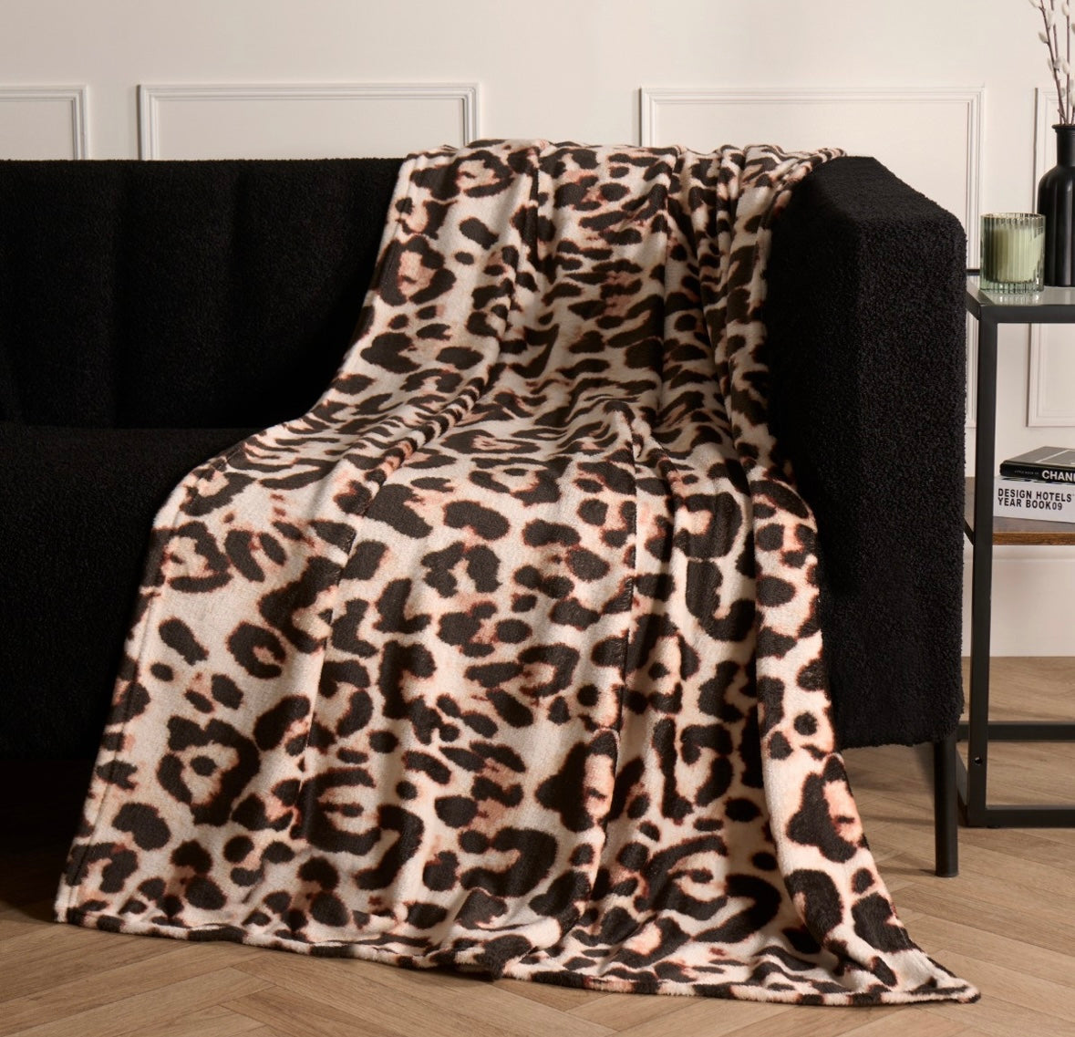 Ultra Soft Leopard Print Throw - Brown