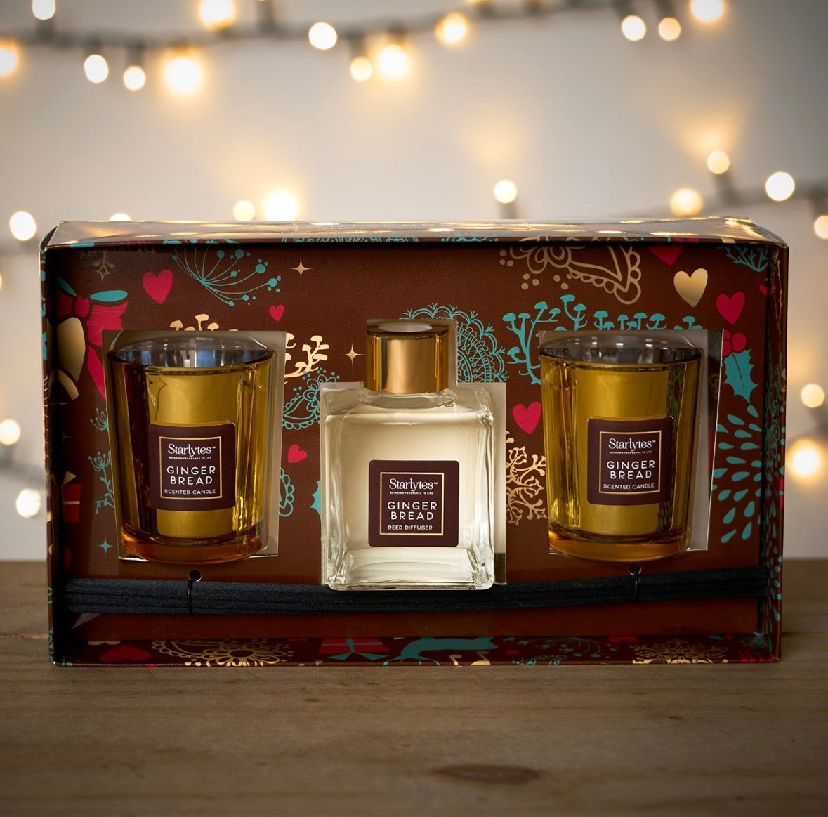Starlytes Christmas Reed Diffuser & Scented Candle Set - Gingerbread
