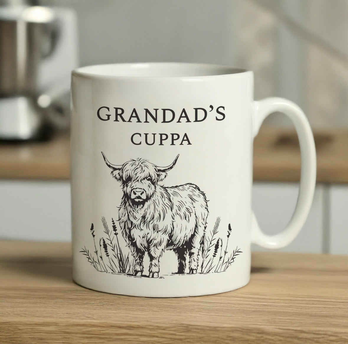 Personalised Black Highland Cow Mug