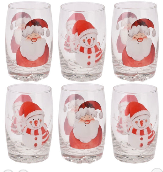 300ml Christmas Santa Snowman Drinking Glasses Kids Tumblers Set of 6