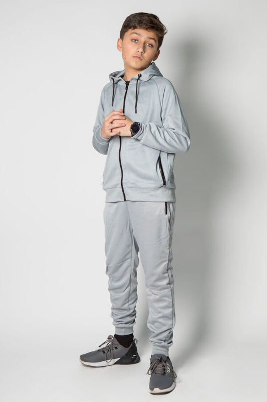 KIDS GREY ZIP THROUGH TRACKSUIT