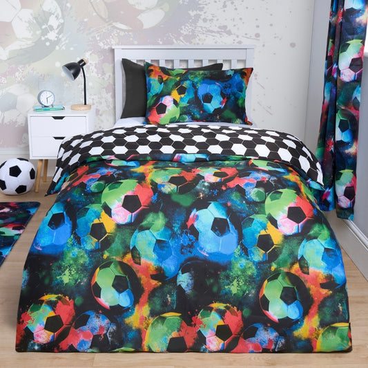 Reversible Football Duvet Set - Neon