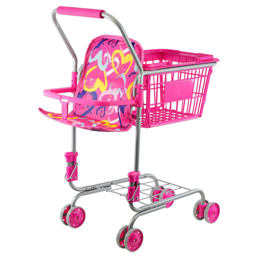 Kids Shopping Trolley with Removable Basket & Doll Seat
