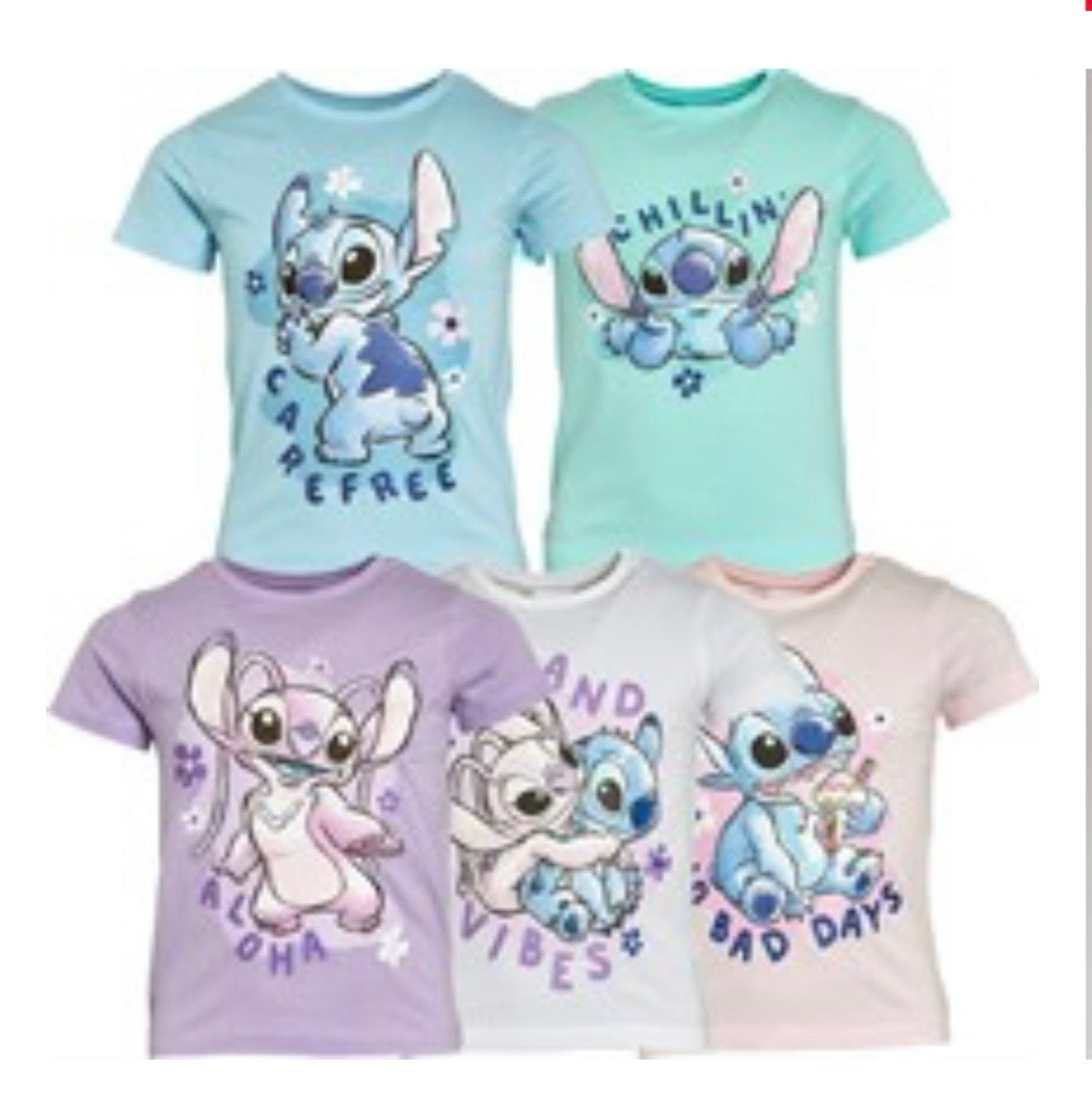 Girls Lilo Five Pack T-Shirts Multi