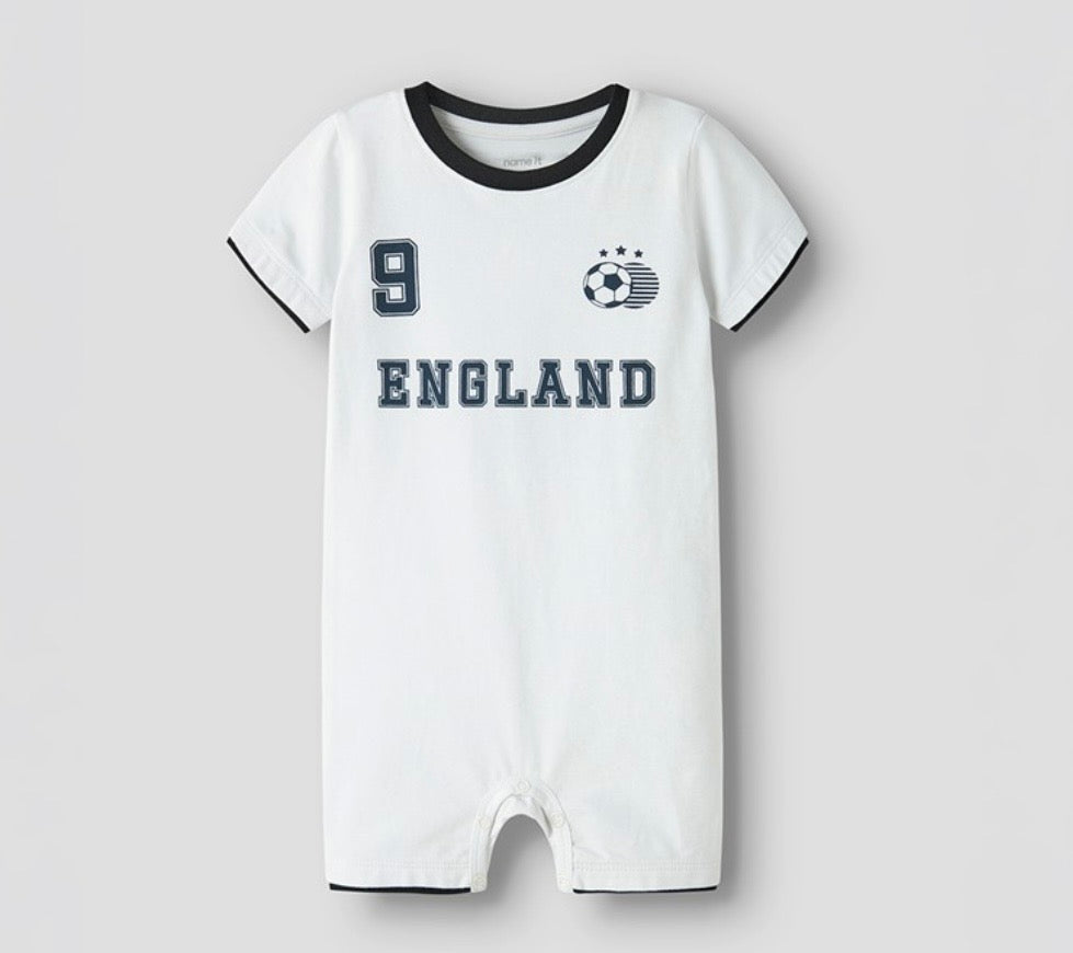 England Team Babygrow Bright White