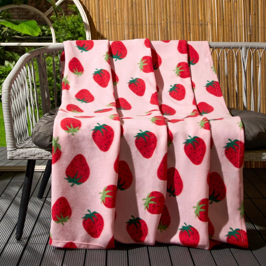 Strawberry Print Fleece Throw