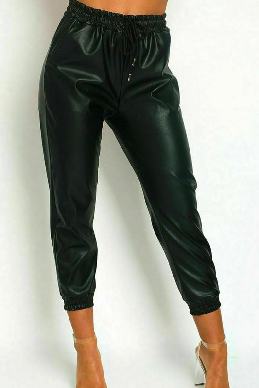 Wet Look Cuffed Bottom Joggers