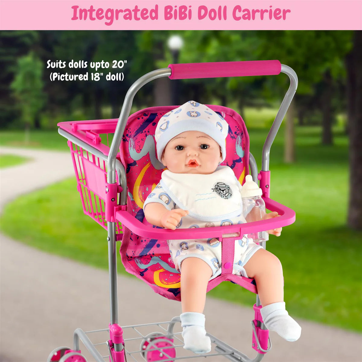Kids Shopping Trolley with Removable Basket & Doll Seat