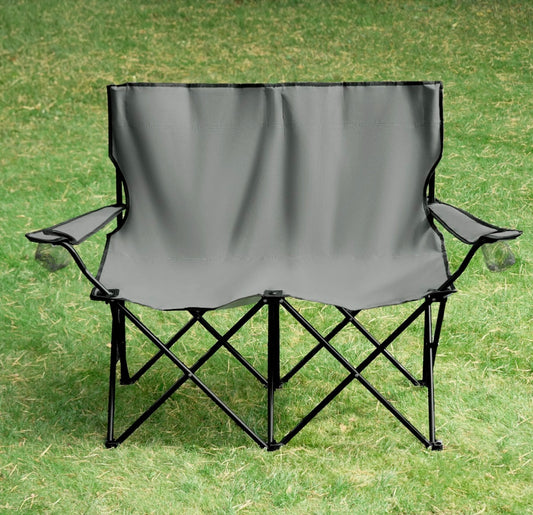 2-Seater Camping Chair with Cupholder - Charcoal