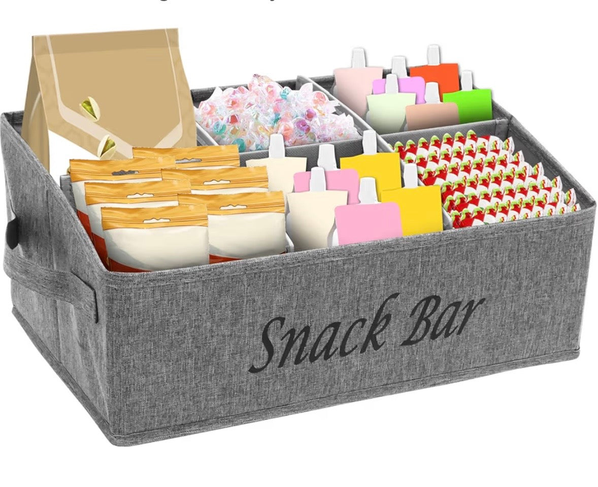 Snack Container, 6 Compartments Fabric Candy Storage Box with Handles