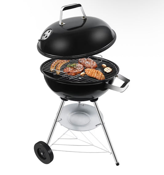 Charcoal BBQ Grill, Outdoor Barbecue Portable Kettle Coal with Wheels