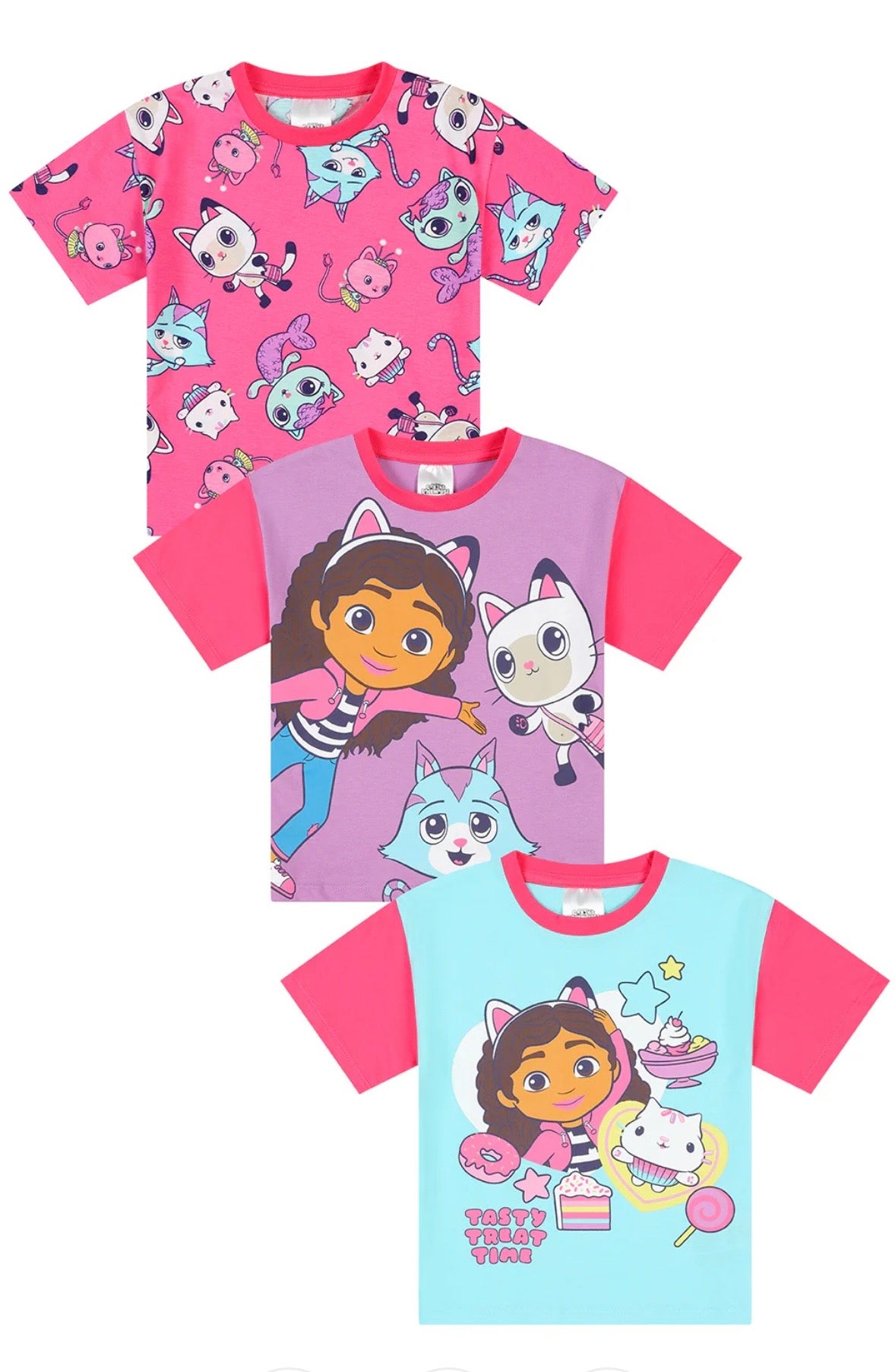 Girls Gabby 3 Pack T-Shirts Multipack Pink