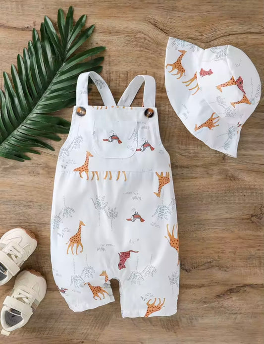 Baby Boys Summer Sleeveles Jumpsuit +Hat