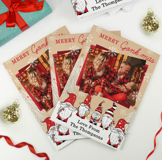 Personalised Photo Upload Pack of 10 Gonk Christmas Cards