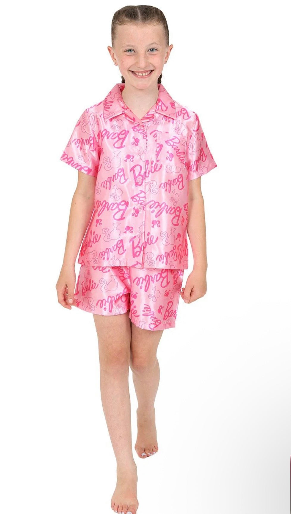 Girls Pyjamas Pink Satin Short PJs