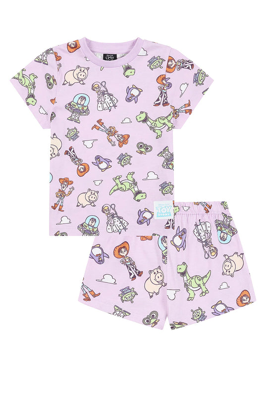 Girls Jessie Woody Buzz All Over Print Purple Short Pyjamas