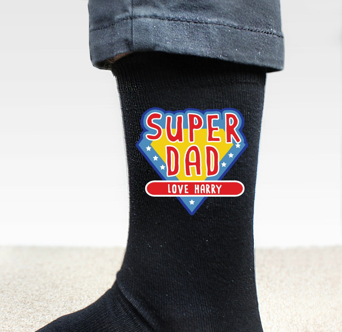 Personalised Super Dad Mens Socks