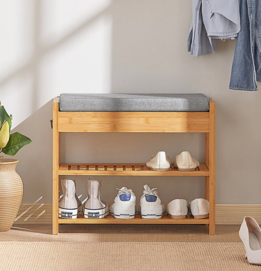 Bamboo Shoe Rack with Lift Up Bench Top
