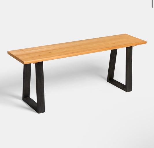 3 Seater Outdoor Wooden Rustic Bench - Natural/Black