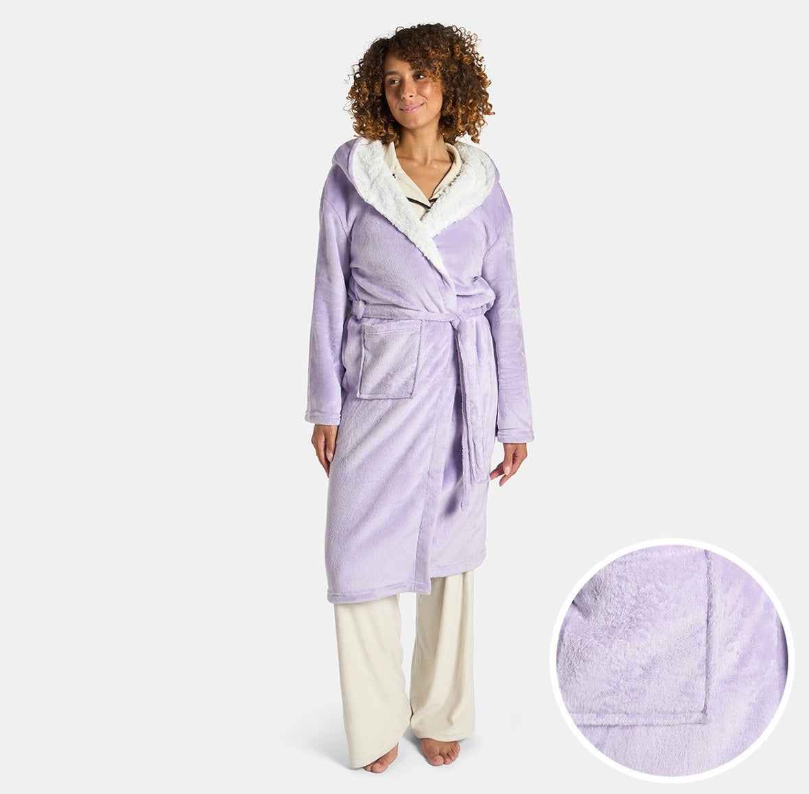 Flannel Fleece Dressing Gown, Adults - Lilac