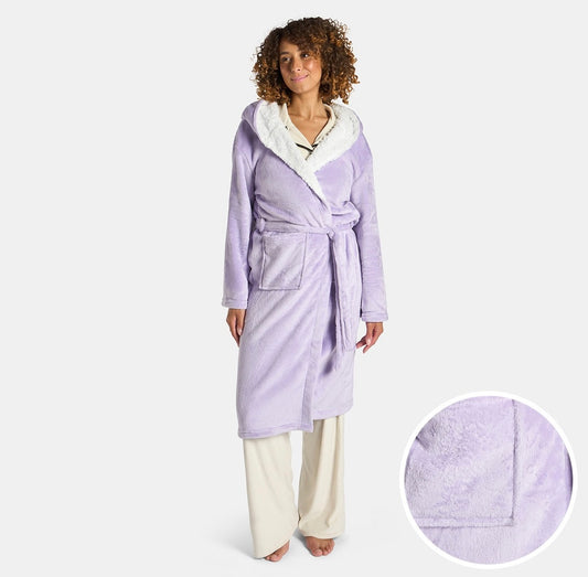 Flannel Fleece Dressing Gown, Adults - Lilac