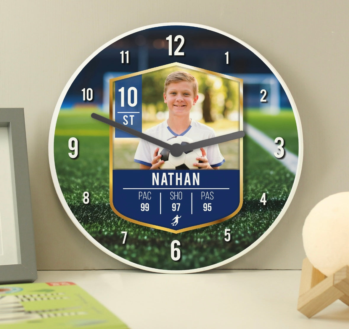 Personalised Football Photo Upload Childrens Clock